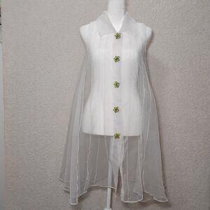 Vintage Cotton Blend Duster Button Vest Boho Sophisticated Artsy Unique Sz S